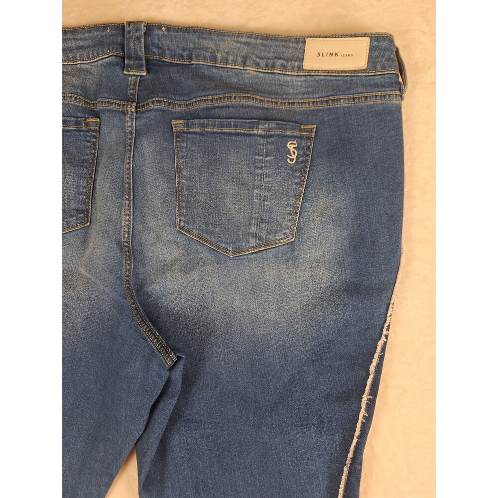 SLINK Curvy Fit Blue Jeans Womens Medium Wash Plus Size 24 Frayed 46x27 Ankle - Picture 13 of 14